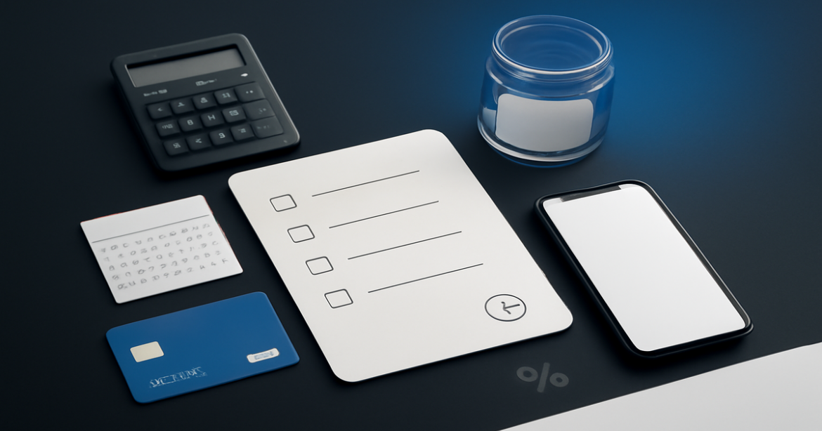 How to choose a checking account—professional finance checklist visual showing fees, APY, ATM access, and protection