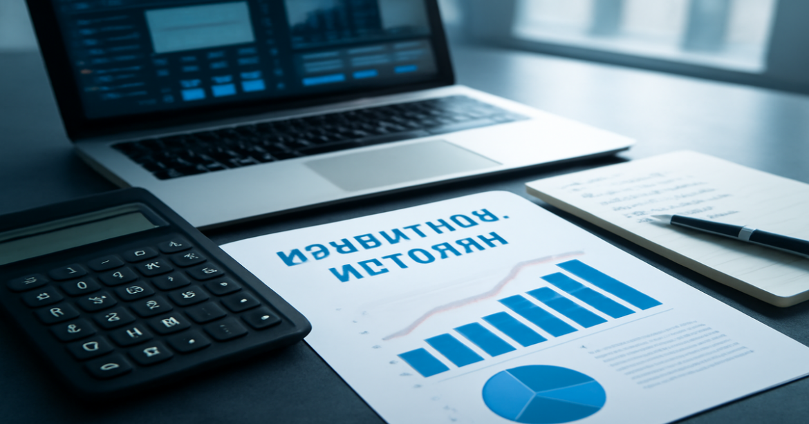 An office scene illustrating tips for improving кредитная история with financial documents and charts.