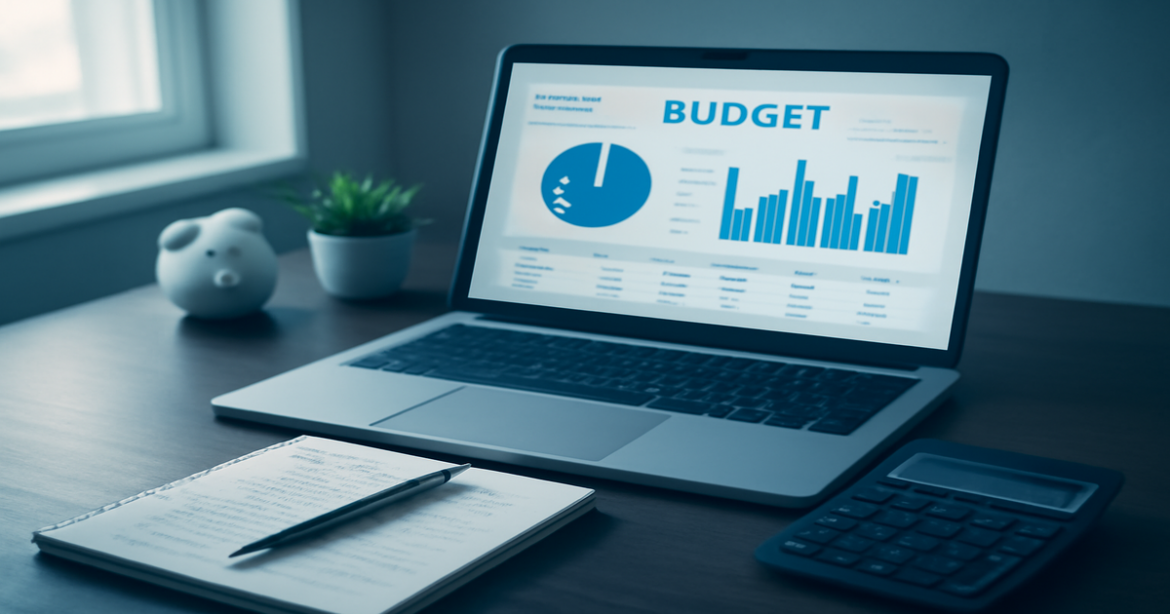An image illustrating планирование бюджета with a professional workspace, showcasing finance and organization.