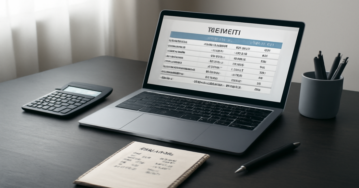 Professional image illustrating планирование бюджета with a laptop and financial tools on a desk.
