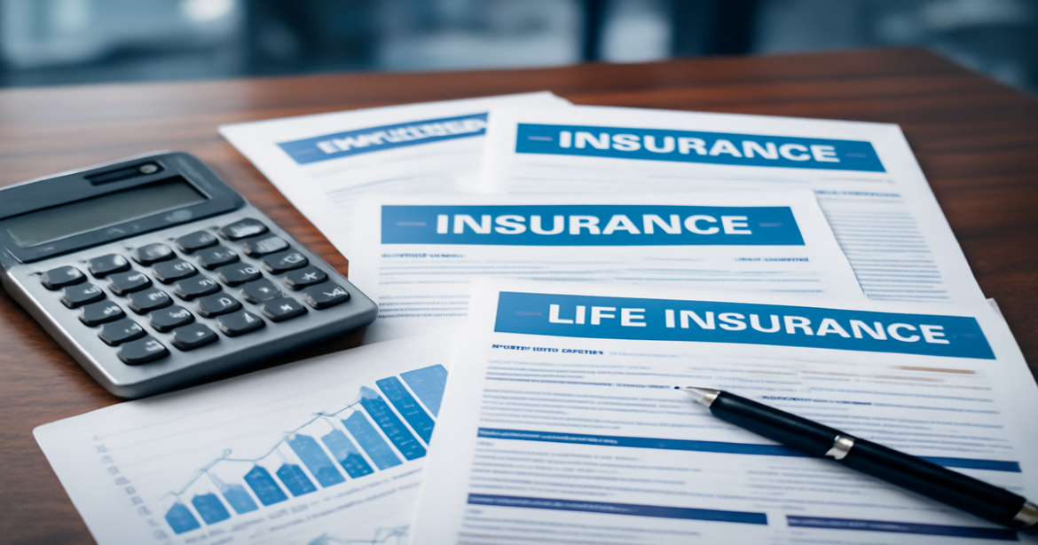 Explore виды страхования with this professional image of insurance policies and financial elements.