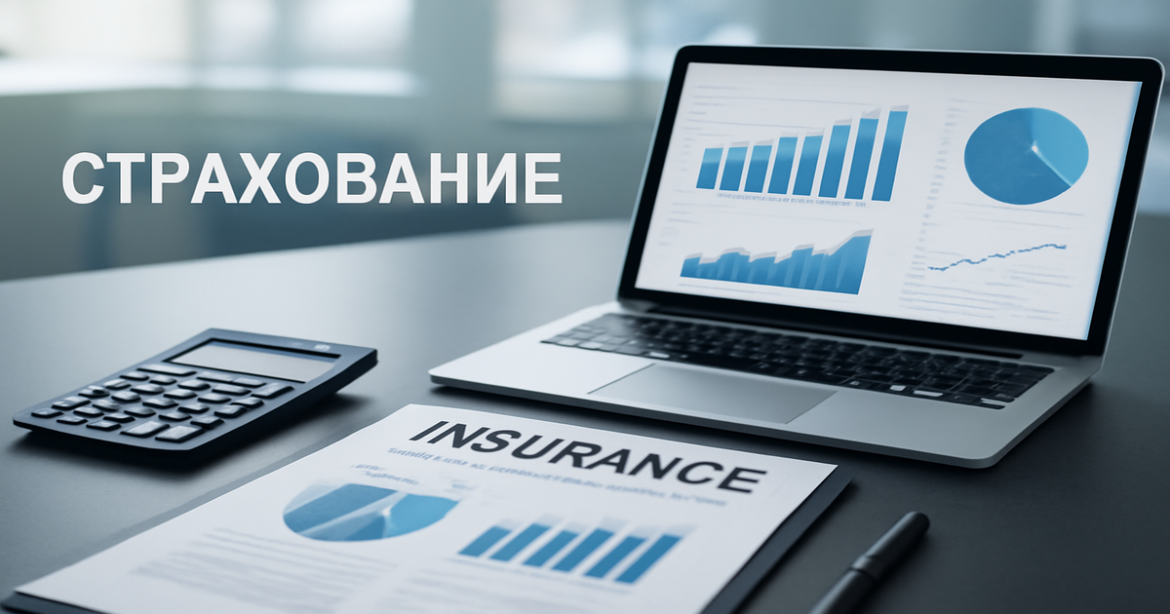 Image illustrating страхование as a vital tool for financial planning, featuring finance-related items on a desk.