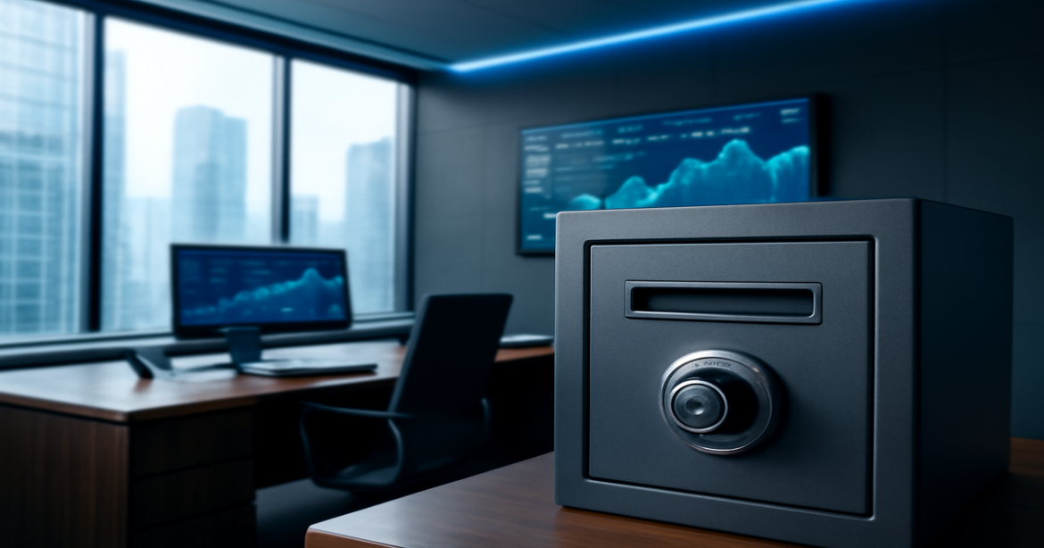Professional bank office interior highlighting банковское страхование as a key financial protection tool.