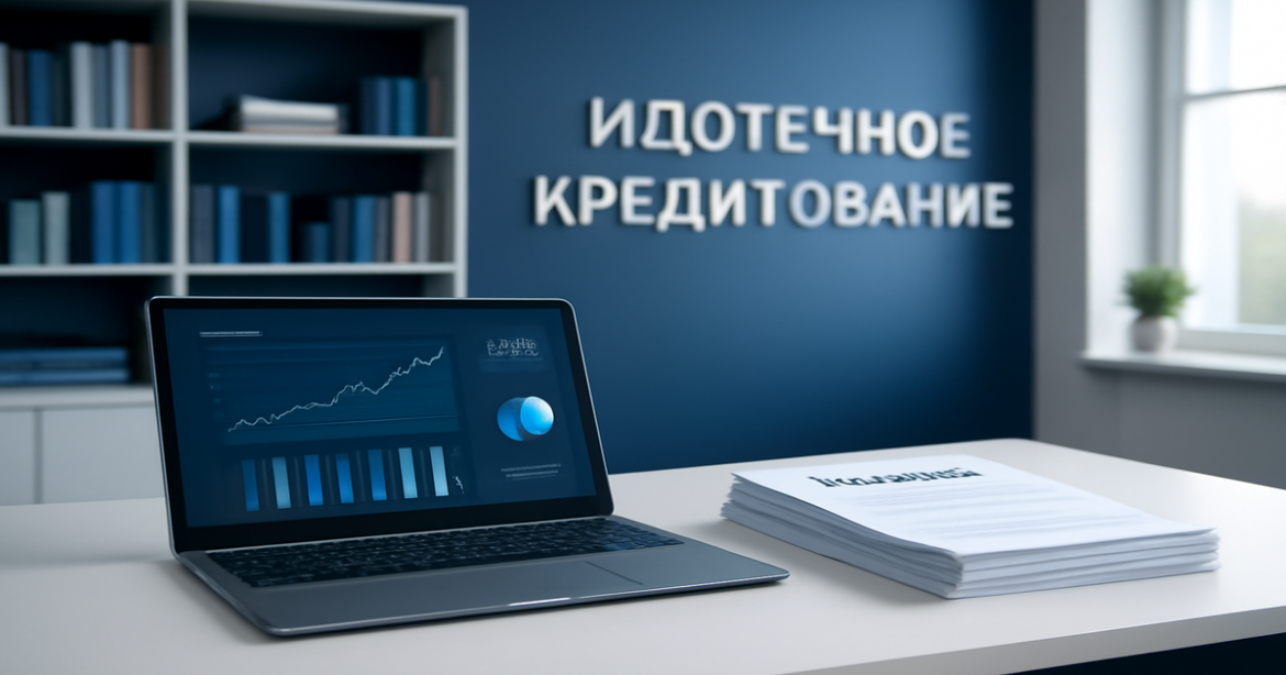 Professional office scene illustrating ипотечное кредитование and its significance in real estate.