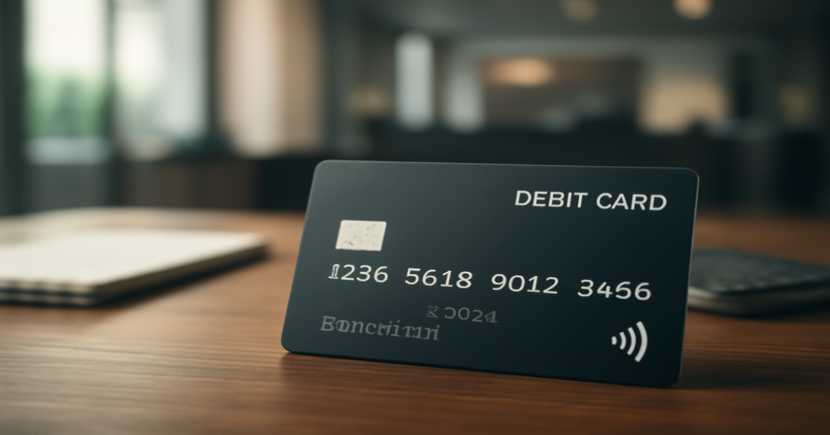 High-quality image of a debit card, reflecting its advantages and disadvantages in finance.
