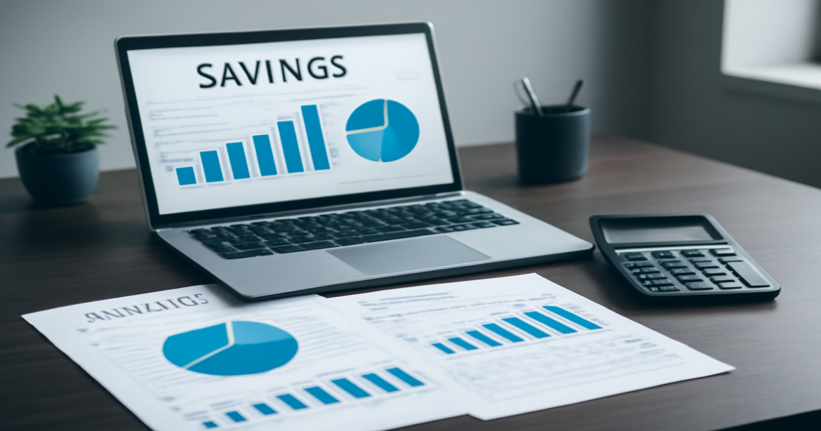 A professional image illustrating управление сбережениями in a modern workspace with financial tools.