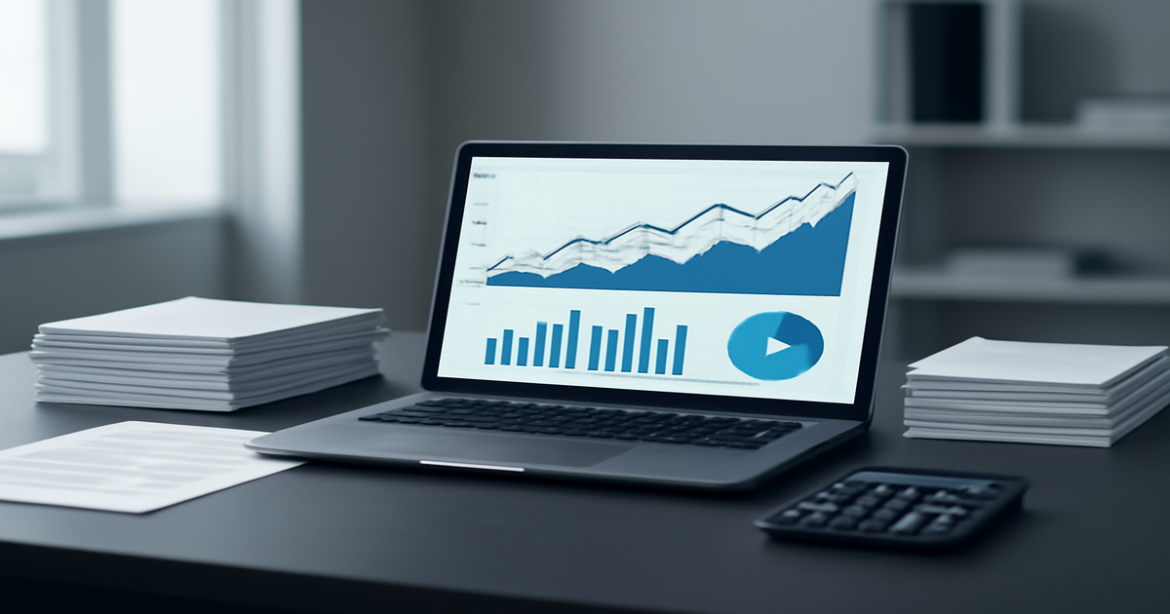 An image illustrating финансовая грамотность with finance tools in a professional workspace.