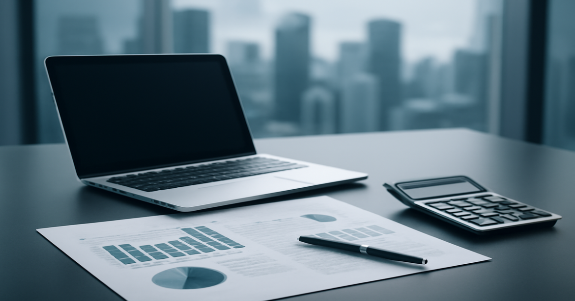 Professional image illustrating финансовая грамотность with finance tools in a modern workspace.