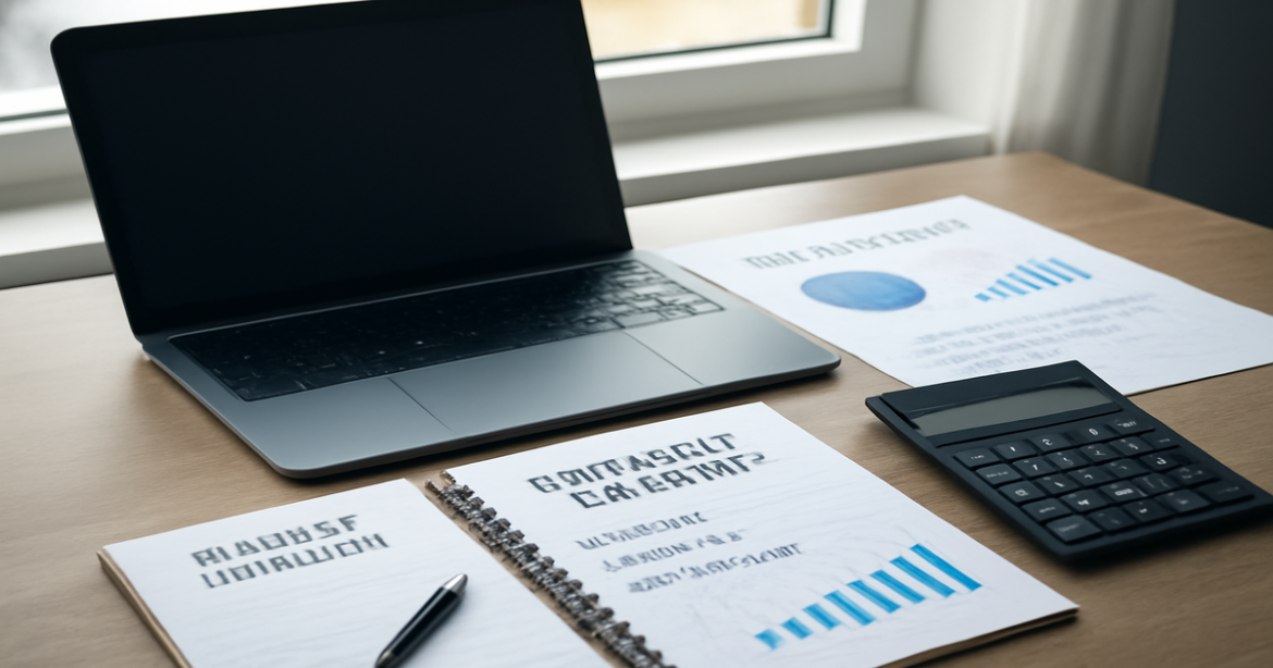 Professional workspace illustrating financial planning with tools for budgeting and finance.