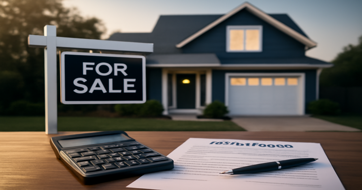 Professional image illustrating ипотечное кредитование with a home and financial documents.