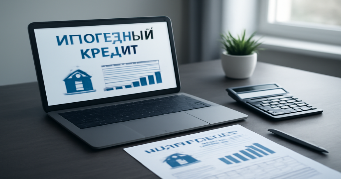 Professional image illustrating ипотечный кредит in a modern office setting, perfect for finance-related content.