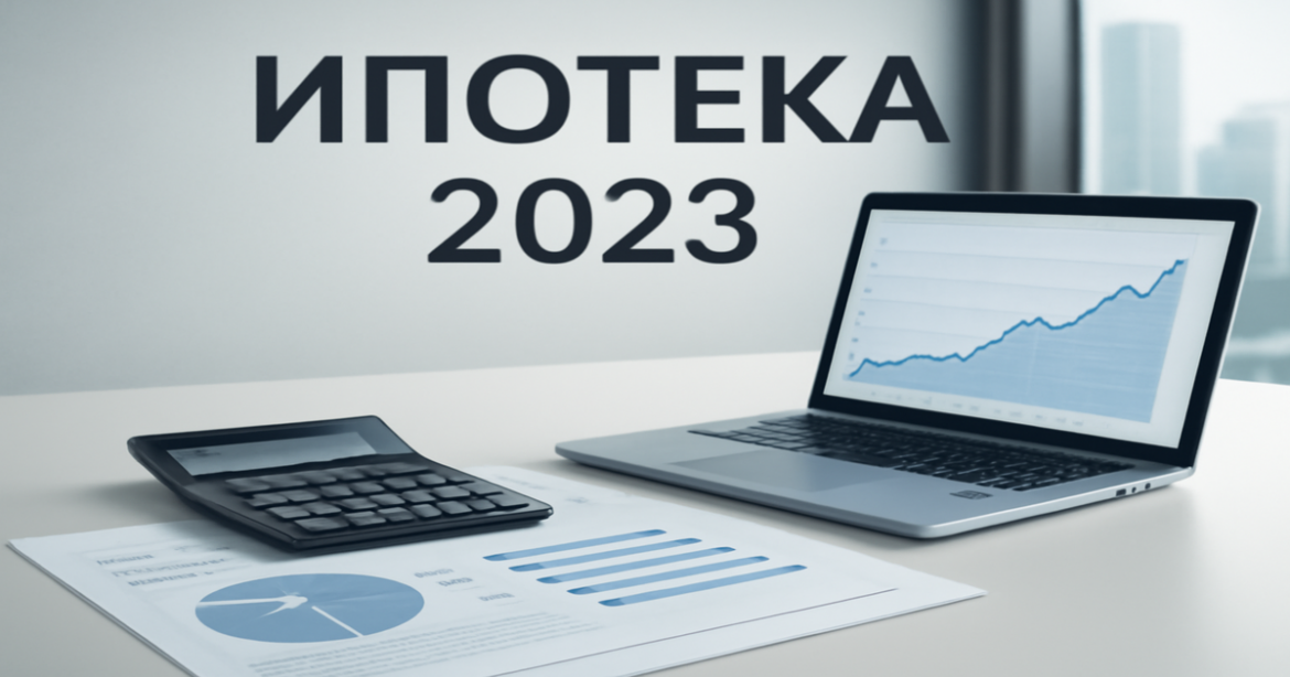 Image depicting ипотека in 2023 with financial documents and a calculator in a professional setting.
