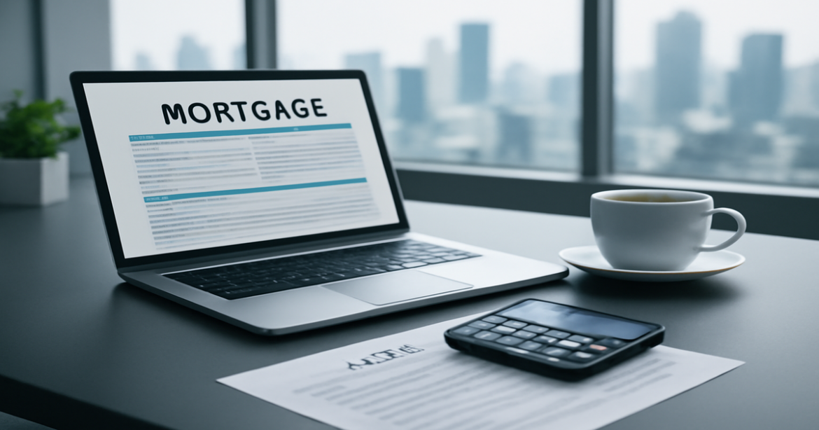 Professional image focused on ипотека, illustrating a modern banking workspace.