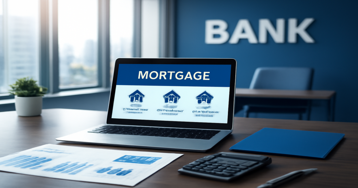 Professional image illustrating mortgage services for young families in 2026, focusing on banking and finance.