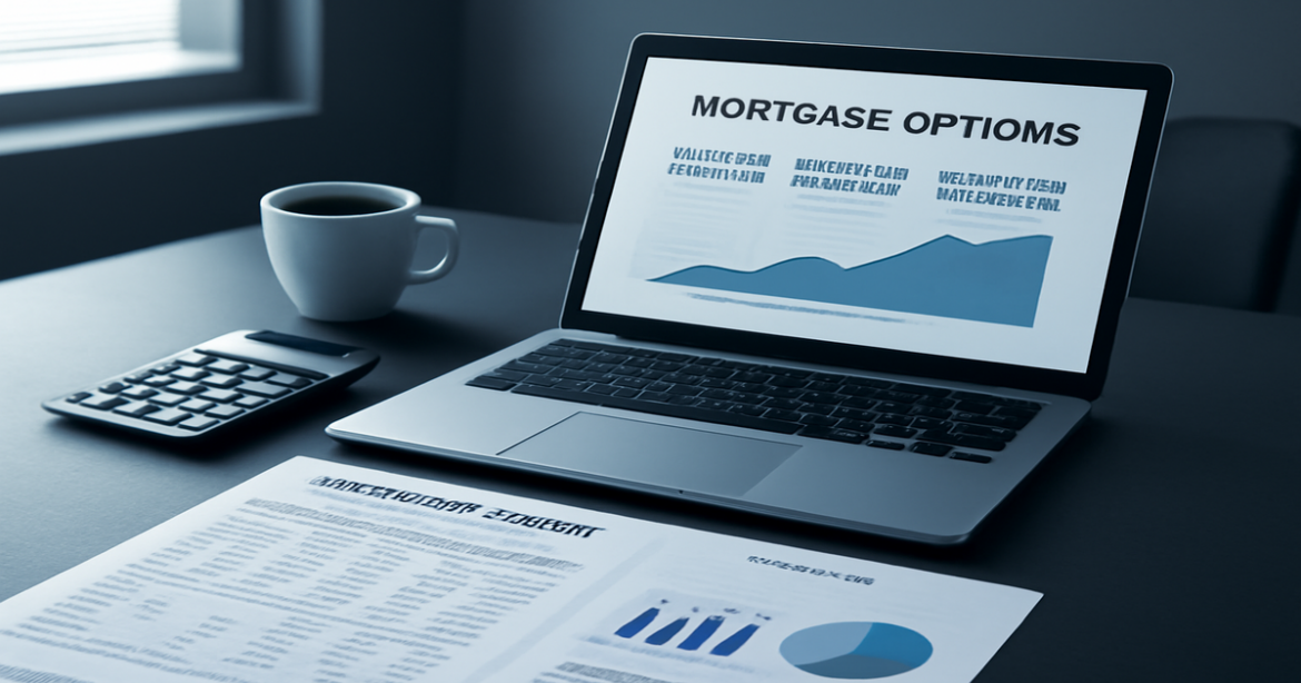 Professional image illustrating mortgage options in a modern office setting.