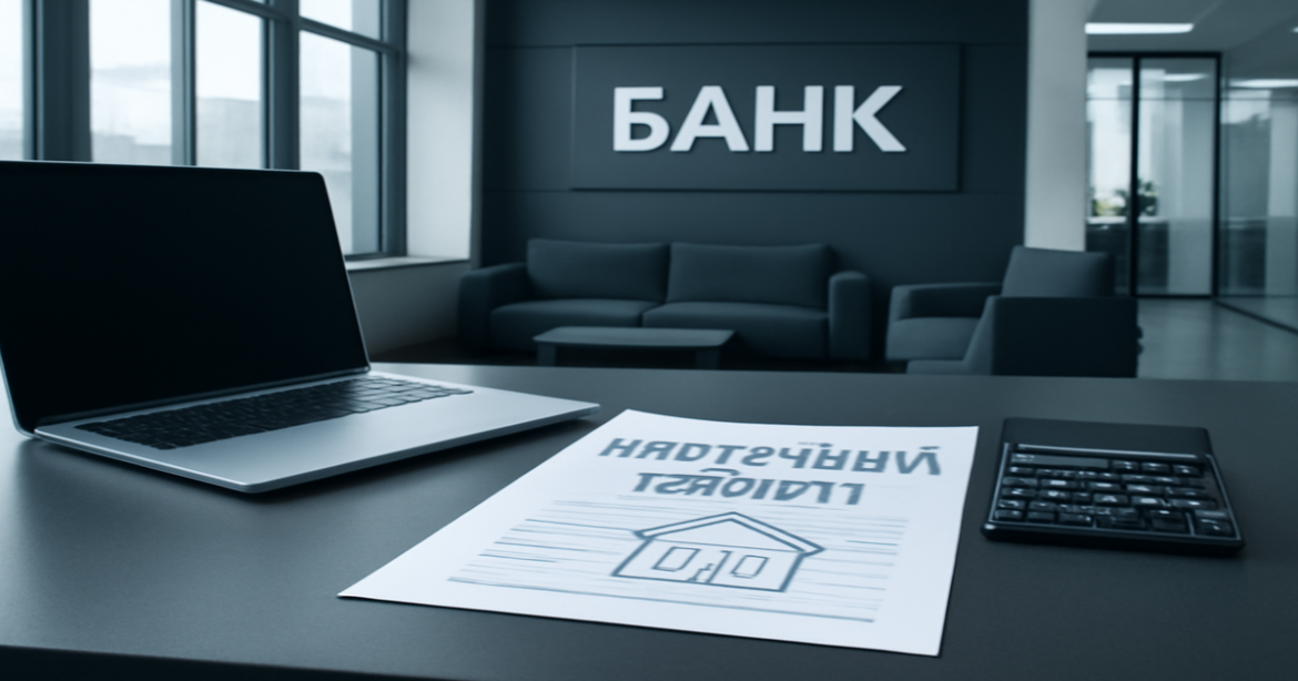 Professional image illustrating ипотечный кредит services in a modern Russian bank setting.