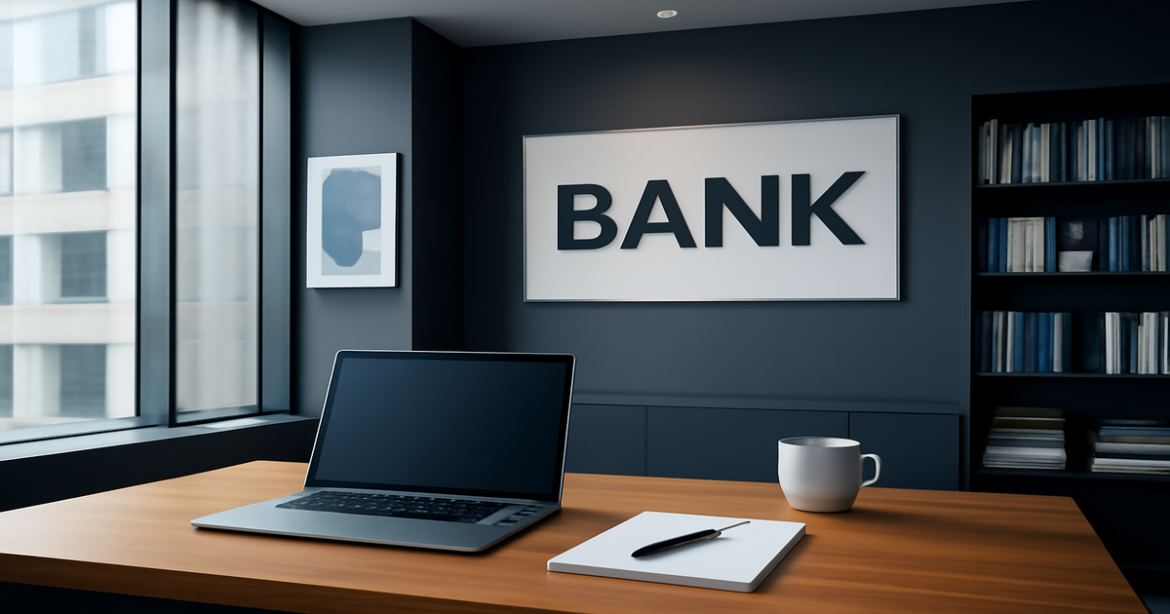 An elegant bank office scene illustrating the concept of ипотека in 2026.