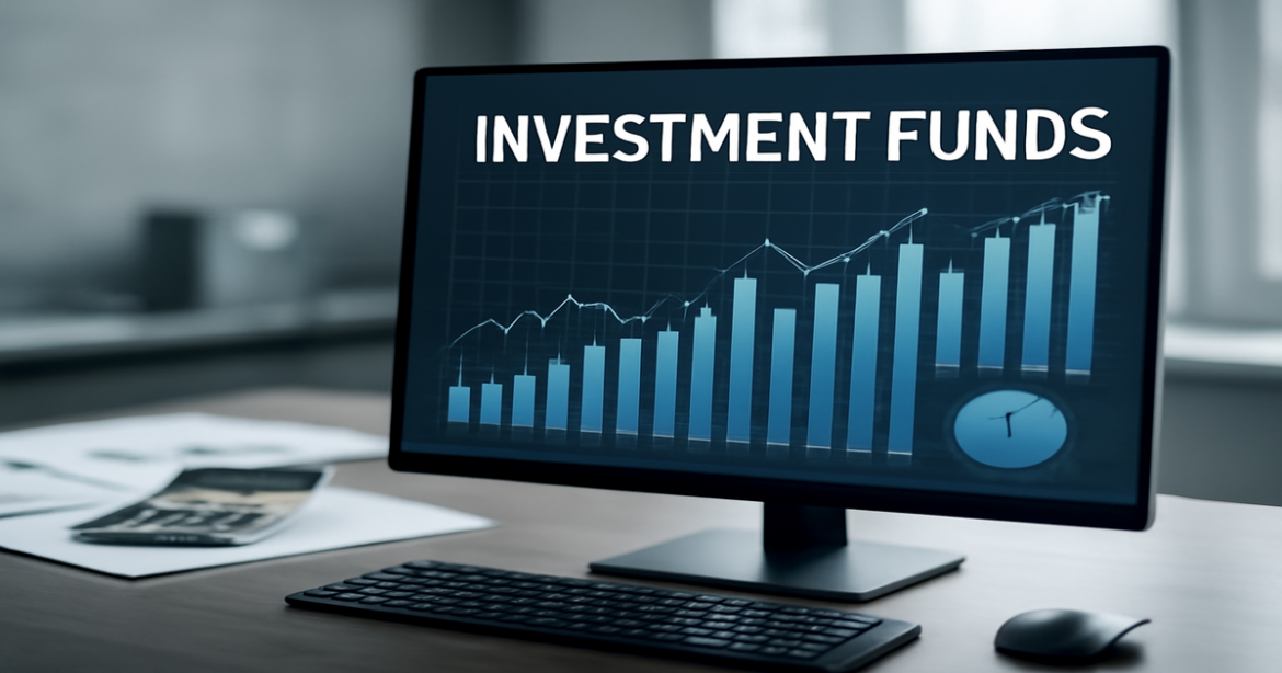 Professional image representing инвестиционные фонды with financial graphs and modern office elements.