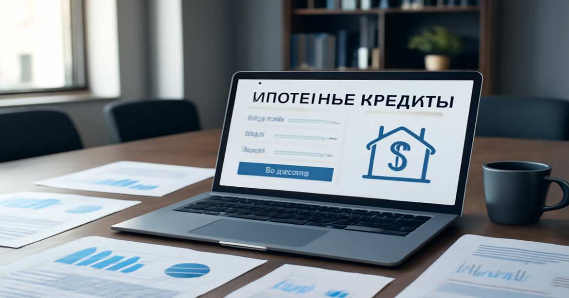 Professional image depicting ипотечные кредиты in a finance office setting.