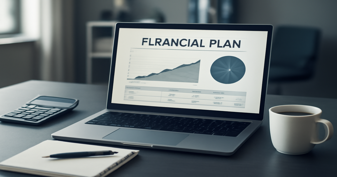 Professional image of a financial plan workspace, showcasing elements of finance and budgeting.