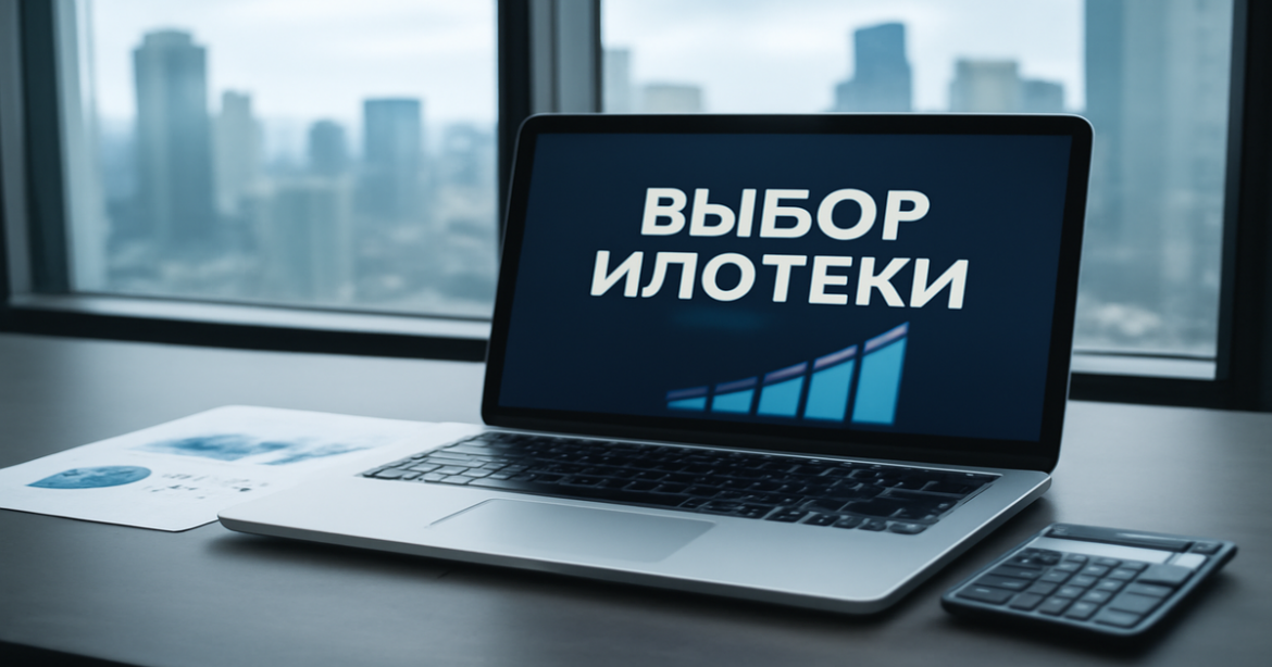 Professional image illustrating выбор ипотеки in a modern finance office setting.