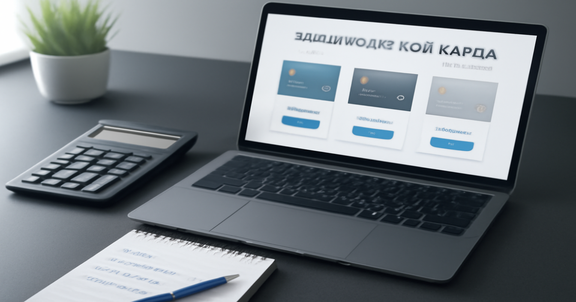 Professional workspace illustrating выбор кредитной карты with financial tools and a laptop.