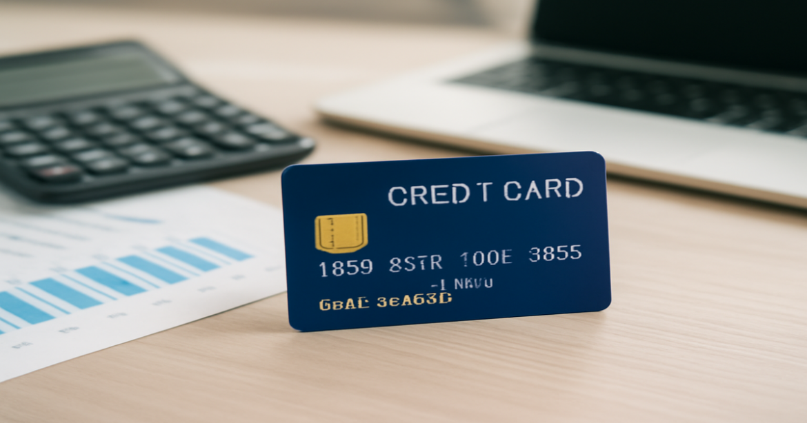 High-quality image of a kreditnaya karta with financial tools, illustrating best credit card selection.