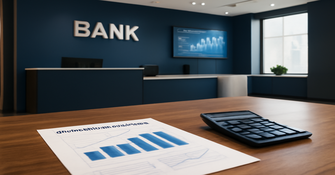 Professional bank interior illustrating выбор банка для вклада, symbolizing financial security.