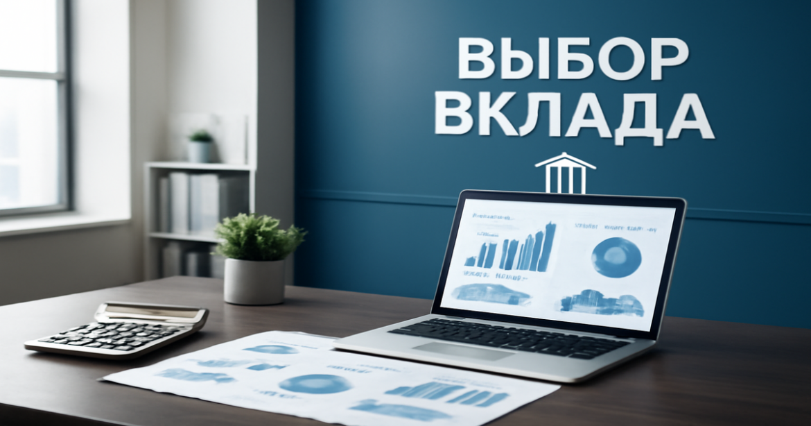 Explore the best 'выбор вклада' in a modern banking environment with financial tools and a professional atmosphere.