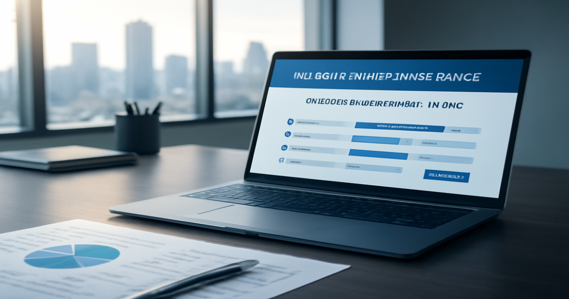 High-quality image depicting insurance documents and a laptop, illustrating страхование options in finance.