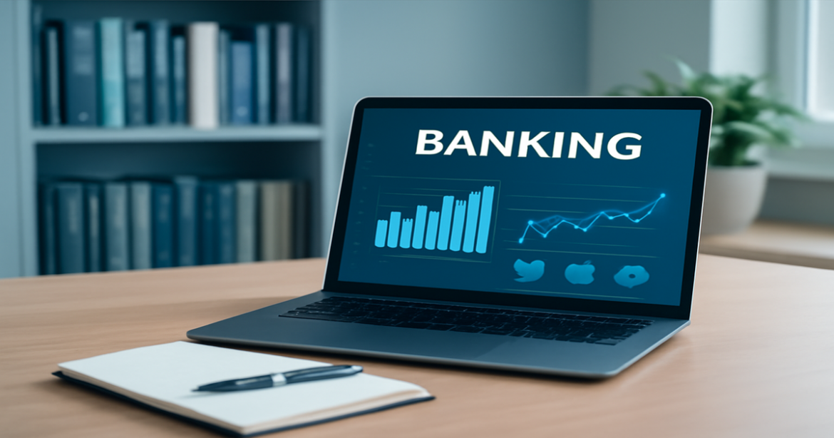 Explore банковские вклады with a modern banking environment showcasing finance tools and professionalism.