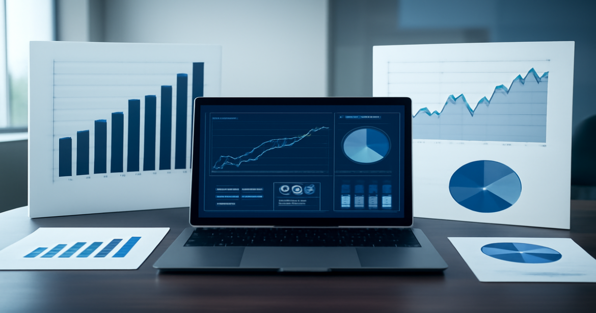 A professional workspace showcasing various инвестиционные продукты and financial tools.