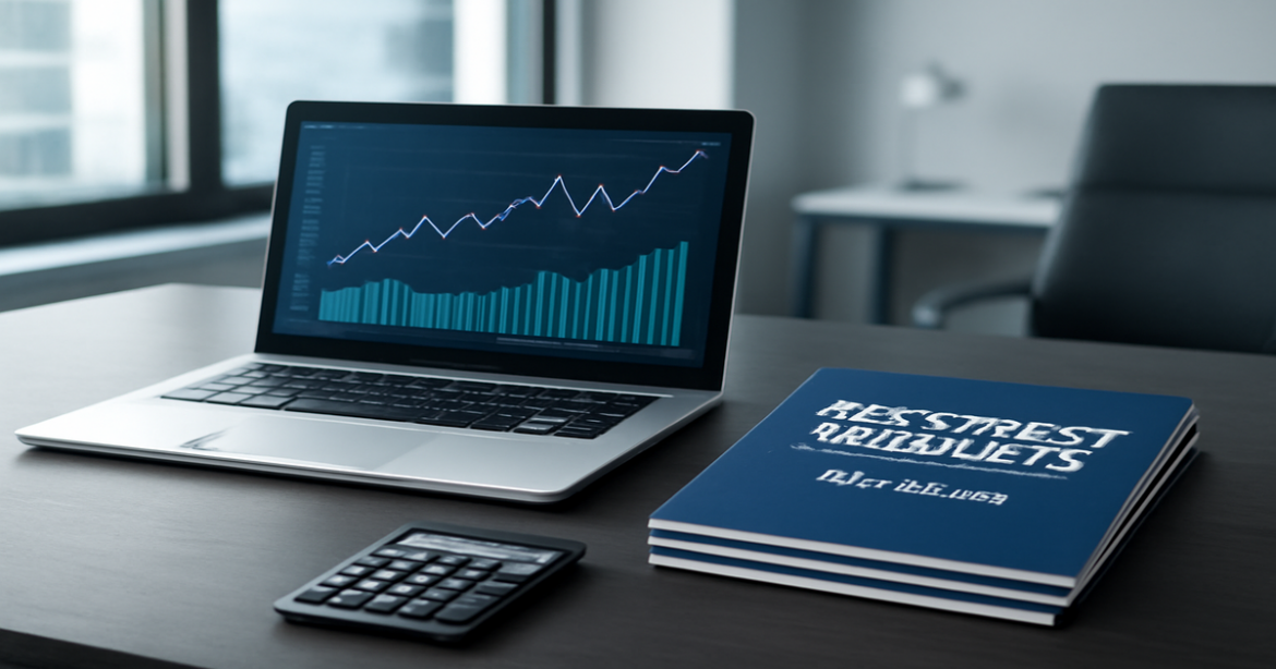 A professional workspace highlighting investment products for beginner investors.