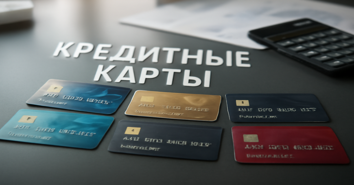 Array of diverse кредитные карты on a modern desk, symbolizing banking and finance.