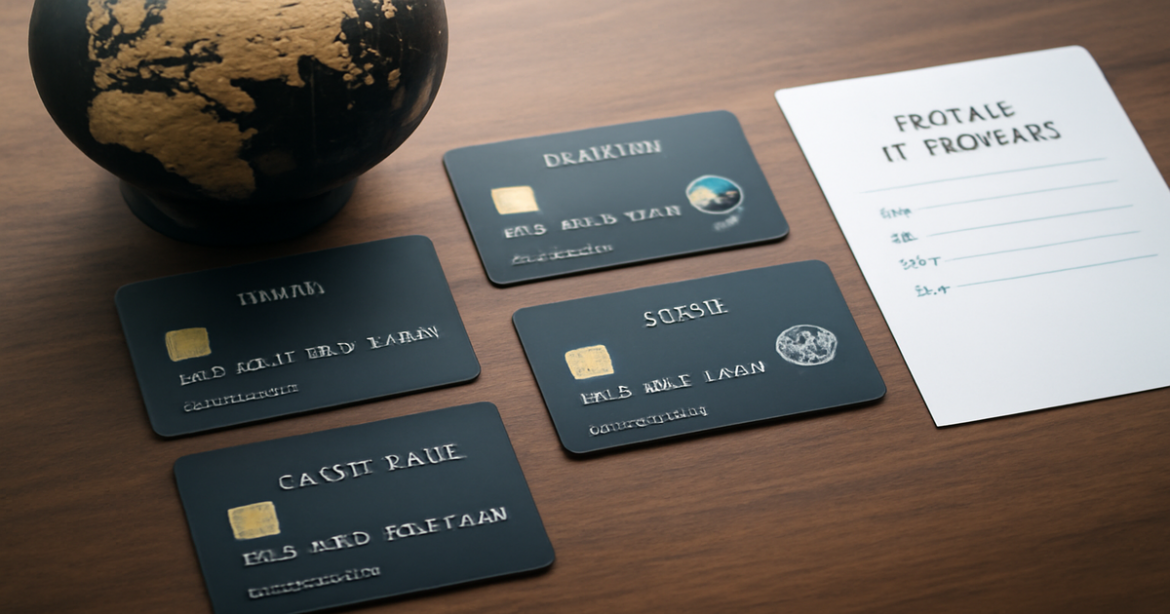 High-quality image of credit cards for travels, showcasing banking and finance themes.