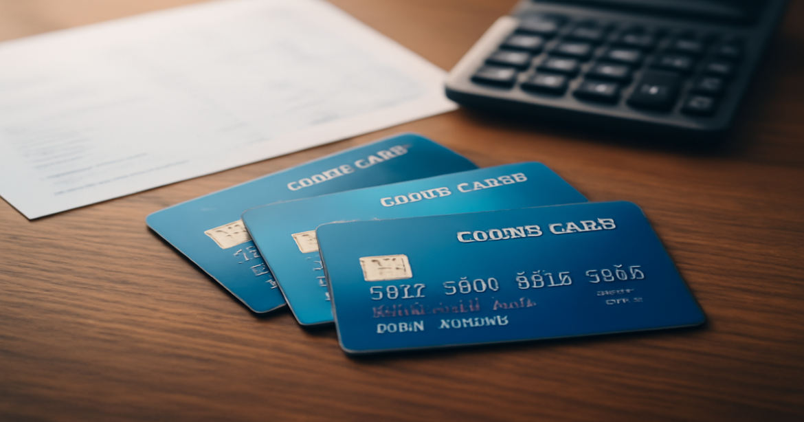 A collection of credit cards on a desk, representing the best credit cards of 2023.