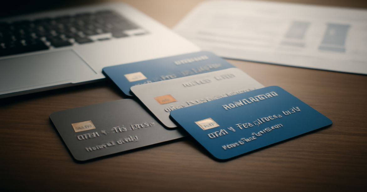 Explore the world of кредитные карты with this professional image showcasing various credit cards.