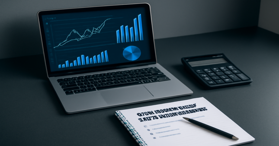 A professional workspace image illustrating финансовое планирование with financial tools and graphs.