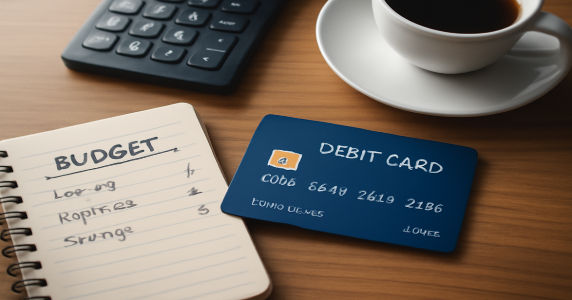 High-quality image of a debit card symbolizing everyday expenses and budgeting management.
