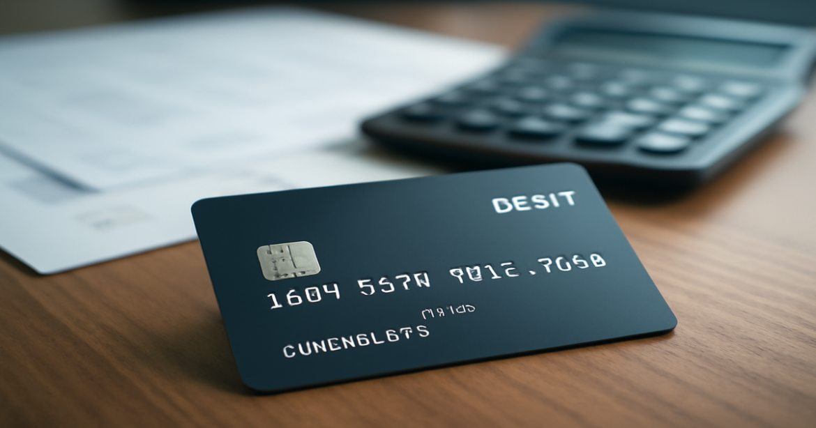 A professional image of a debit card on a desk, highlighting its role in finance management.