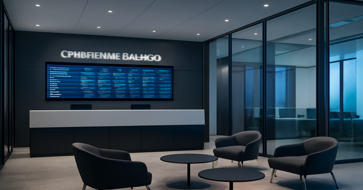 Professional image of a modern bank interior for сравнение банков article.