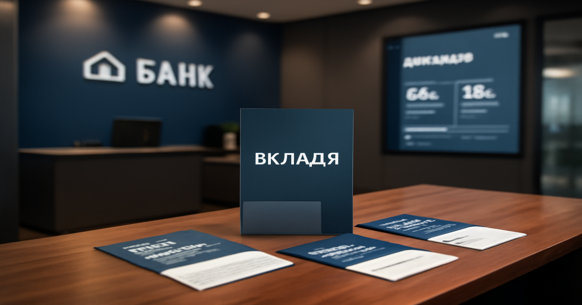 Professional image of a bank interior showcasing вклады options for savings in 2026.