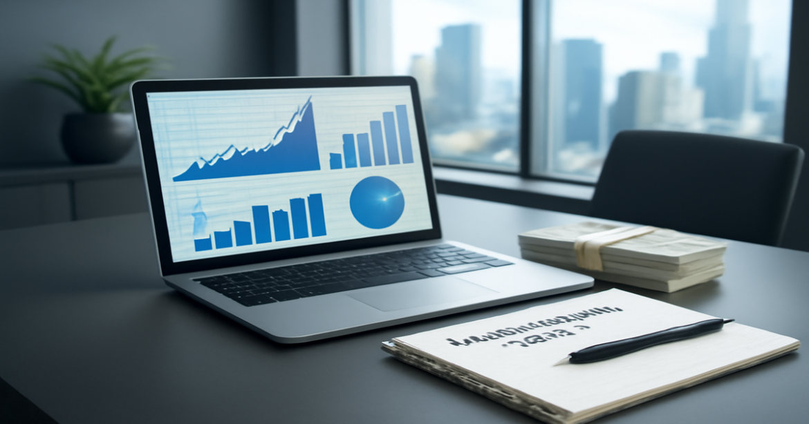 A professional image of a banking office showcasing 'банковский вклад' and financial tools.
