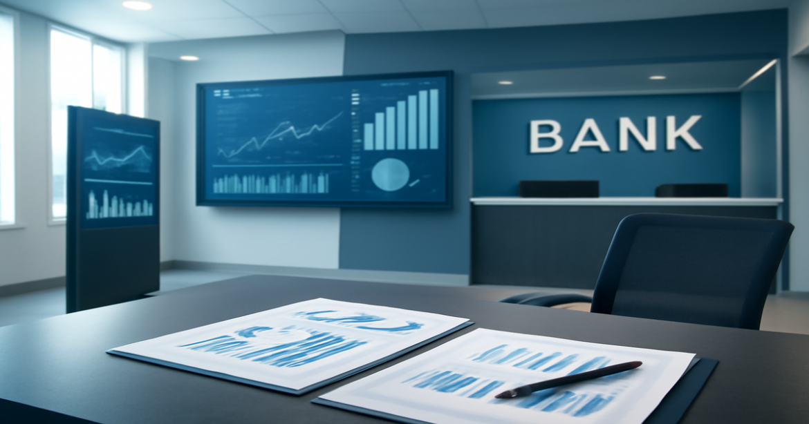 Professional image depicting modern banking environment related to банковские вклады.