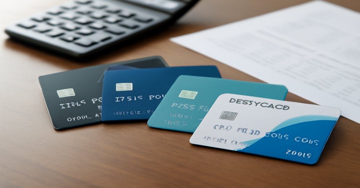 Comparison of debit cards on a desk, highlighting their importance in financial management.