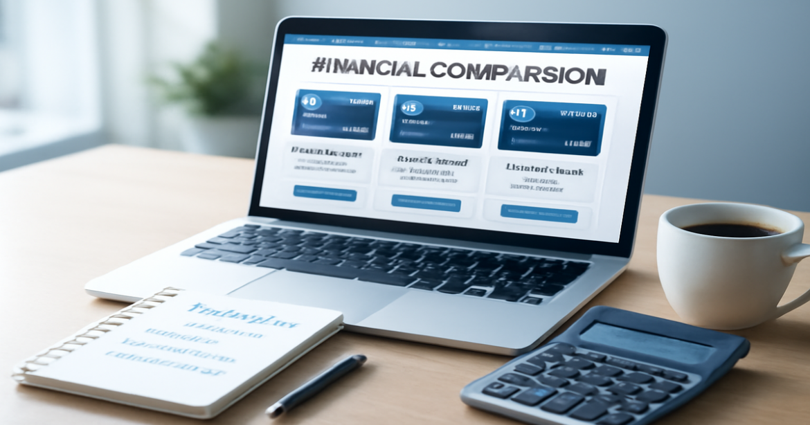 A professional workspace image comparing кредитные карты for financial advice.