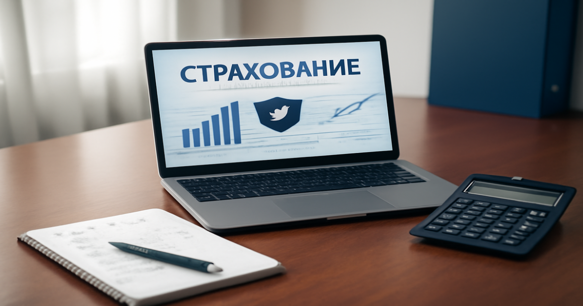 Professional image depicting страхование with office elements for financial protection.