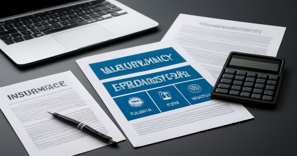 High-quality image illustrating страхование policies on a professional office desk.