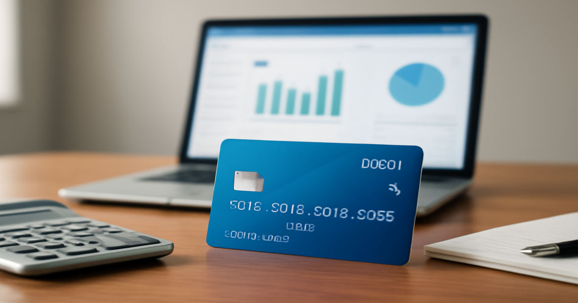 High-quality image of a debit card in a professional finance setting, ideal for banking articles.