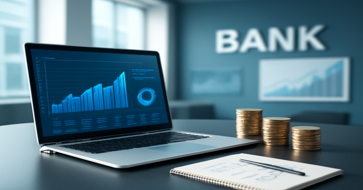 High-quality image illustrating вклады in a modern bank office for investment insights.